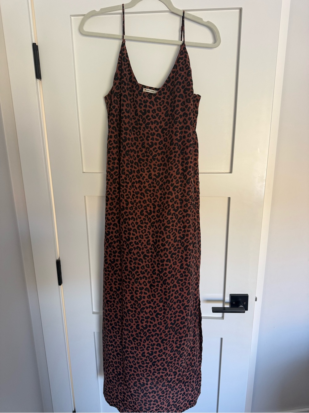 Marine Layer Rust Brown Leopard-Print Maxi Slip Dress